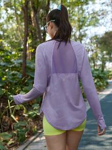 SHEIN In My Nature t-shirt de sport à manches longues, respirant et décontracté pour femmes, printemps/été - Multicolore - Voir 8