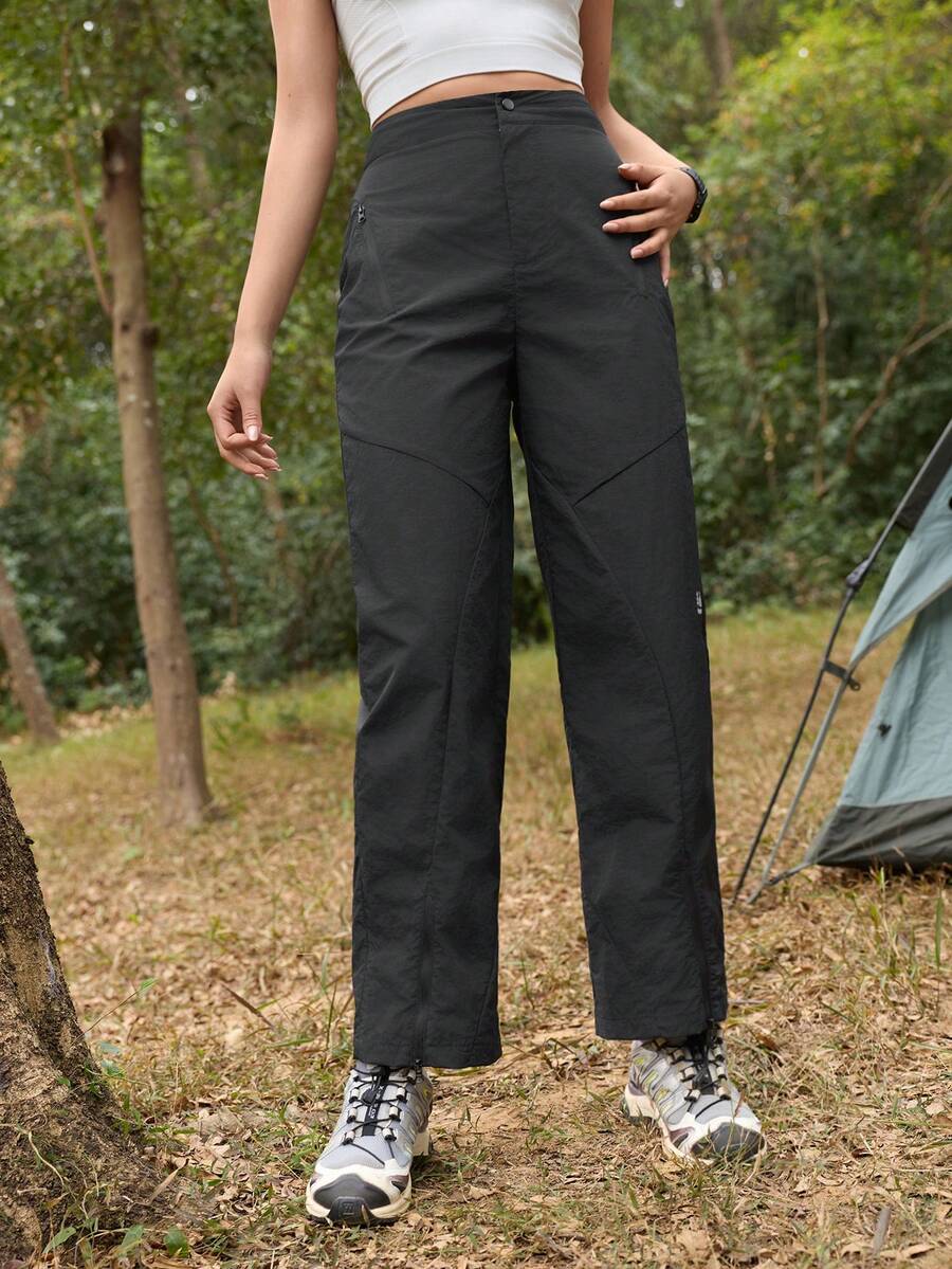 In My Nature 女士多功能纯色高腰户外徒步裤 女士徒步裤 旅行裤 女士徒步裤 女士健行裤 女士户外裤 女士户外裤 - 黑色 - 查看 1