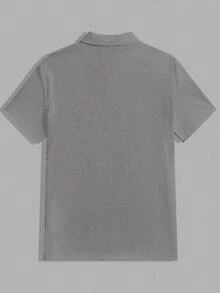 SWAVVY 男士休闲纯色短袖针织Polo衫，夏季百搭 - 灰色 - 查看 2