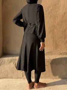 Swim Mulvari Women's Modest Solid Color Burkini Set - Black - View 8