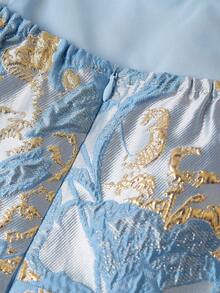 Ellevyn Elegant Jacquard Strapless Dress For Party - Blue - View 3