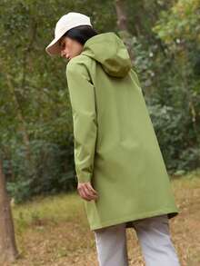 Exploreva 女士插肩袖拉链连帽户外夹克 女士雨衣 女士连帽外套 户外服装 - 綠色 - 查看 3