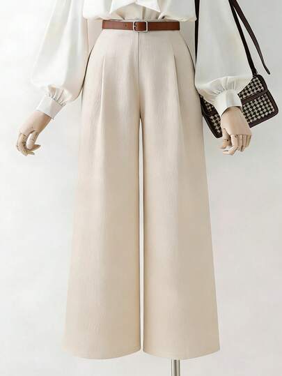 GlowEve Women's Casual Versatile Commuting Solid Color Wide Leg Pants