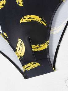 Manfinity KASUA Men's Vacation Beach Banana Print Swim Briefs Mens Swim Brief Mens Swimwear - Black - View 6