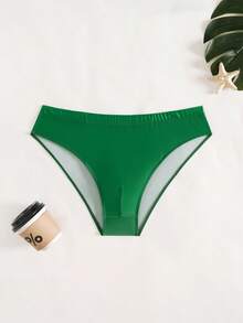 ZELFYO 男士纯色简约日常泳裤 绿色泳裤 男士比基尼泳衣 男士泳裤 男士泳装 - 綠色 - 查看 3