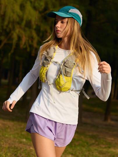 SHEIN In My Nature Women's Solid Color Round Neck Long Sleeve Casual Outdoor T-Shirt