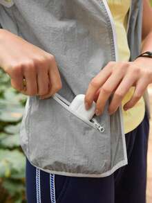 In My Nature 女士拉链前开式户外背心外套 - 灰色 - 查看 2