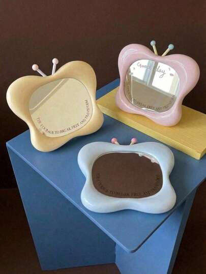 Joivida 1Pc INS Cute Portable High-Definition Makeup Mirror, Desktop Vanity Mirror For Dorm Office Home