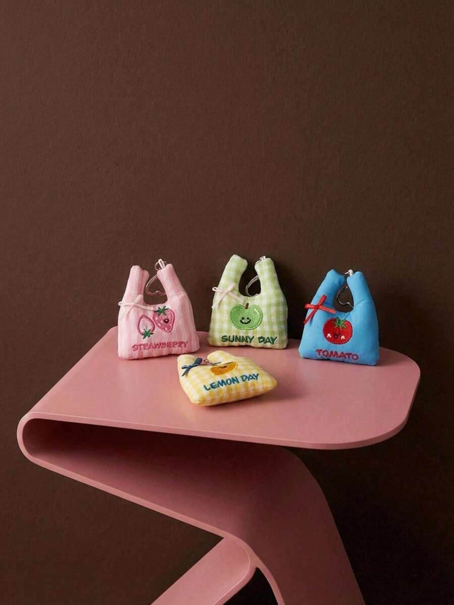 Joivida 1个可爱购物袋钥匙扣，多功能背包挂饰，钥匙链装饰，娃娃吊坠 - 彩色 - 查看 1