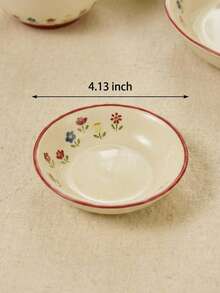 Cirelle Vajilla de cerámica esmaltada de alta temperatura con platos con diseño floral de SOLECASA, fácil de limpiar, apta para microondas y lavavajillas - Rojo y blanco - Ver 10