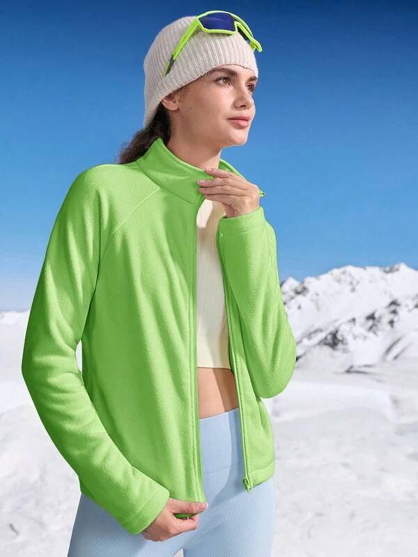 In My Nature Women's Solid Color Fleece Jacket For Sports & Outdoor, Autumn/Winter Women Fleece Jacket