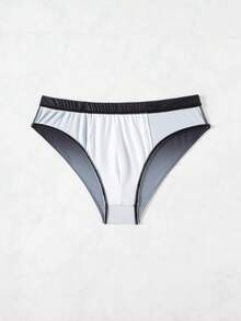 ZELFYO Men's Gradient Color Triangle Swim Trunks For Beach & Vacation - Grey - View 3