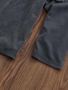 SWAVVY 男士针织休闲日常宽松长袖T恤，印有英文图案，年轻时尚 - 黑色 - 查看 5