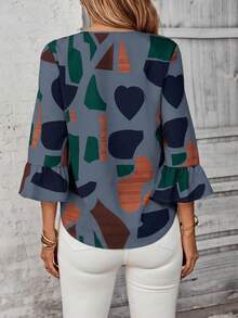 EMERY ROSE Áo kiểu đồng quê dành cho nữ - Màu xanh bụi bặm - Xem 2