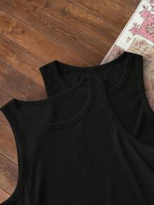 SWAVVY Camiseta de tirantes casual de unicolor para hombres, versátil para primavera/verano - Negro - Ver 4