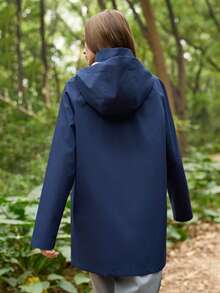 In My Nature Damen minimalistische einfarbige Kapuzenjacke für den Lässig-Bereich - marineblau - Übersicht 5