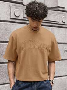 SWAVVY Men's Knit Casual Daily Loose Short Sleeve T-Shirt - Rust Brown - View 1