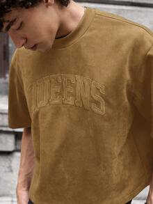 SWAVVY Men's Knit Casual Daily Loose Short Sleeve T-Shirt - Brown - View 3