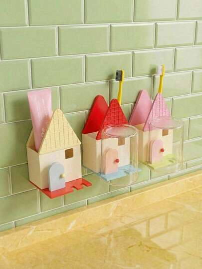 Joivida 新款壁挂式电动牙刷架，免钻孔创意收纳架，带牙膏和漱口杯槽，浴室梳妆台牙刷收纳架，适用于台面和墙面装饰