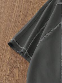 Manfinity Unisex Men's Knit Casual Daily Loose Short Sleeve T-Shirt - Dark Grey - View 5