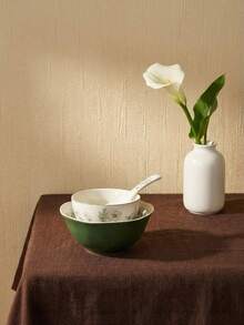 Cirelle Bát gốm sứ nung ở nhiệt độ cao SOLECASA, lý tưởng cho bát đựng súp, bát đựng ngũ cốc, bát đựng mì, bát đựng món tráng miệng, thích hợp sử dụng trong lò vi sóng, máy rửa chén và lò nướng - Màu vàng kem - Xem 2