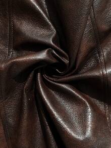 Lavishia 无袖收腰A字型时尚PU连衣裙 - 摩卡棕 - 查看 1