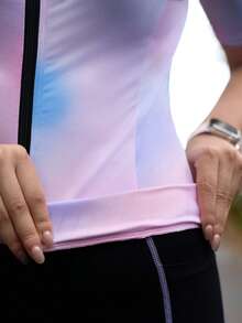 SHEIN In My Nature Women's Cycling Jersey - Summer Racing Short Sleeve, MTB Top With Zipper & Back Pockets - Pink - View 6