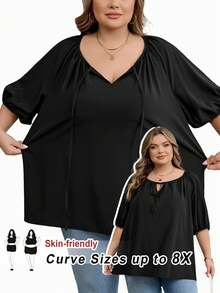 SHEIN CURVE+ 大码休闲度假撞色条纹衬衫，适合夏季/乡村/海滩度假 - 彩色 - 查看 2