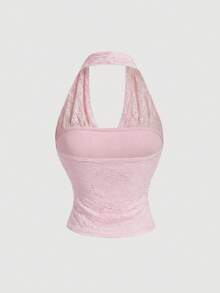 SHEIN MOD 1pc Solid Color Lace Sleeveless Elegant Summer Camisole For Women,Pink Top - Pink - View 7