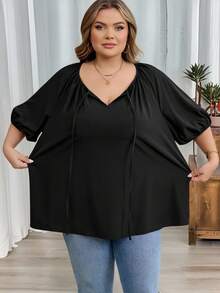 SHEIN CURVE+ 大码休闲度假撞色条纹衬衫，适合夏季/乡村/海滩度假 - 彩色 - 查看 8