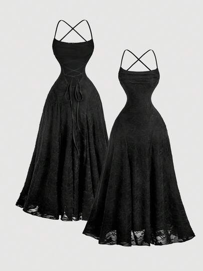 SHEIN MOD Women's Apricot Knitted Jacquard Backless Dress, Elegant Party Dress, New Year Dress