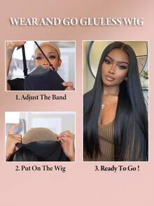 即戴即用，预先拔毛和修剪的蕾丝融合假发，4x4 无胶前假发，100% 真人发，直发，180% 密度，带婴儿发，女士真人发假发，8-14 英寸波波头假发，16-24 英寸无胶闭合假发，即戴即用，自然色，丝滑柔顺，适合日常佩戴，适合初学者，无胶假发，真人发，万圣节妆容假发，角色扮演仙女假发，度假装扮，旅行，节日，舞会，户外角色扮演，校园，学校，海滩，婚礼，露营，节日装扮，夏季 - Natural Black - 查看 5