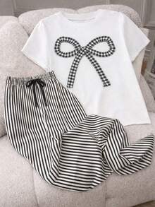 Conjunto Navy Chic Moño Rayas - Blanco - Ver 1