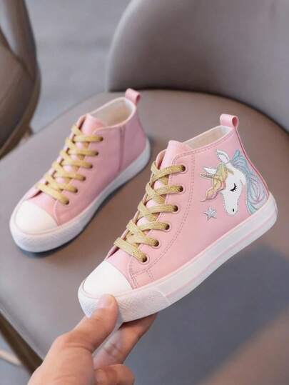 tenis lona niño niña unisex casual urbano moda zapatillas confort para caminar 14mx-21mx primeros pasos a 10 años escolar unicornio blanco negro