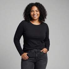 Blusa Básica Manga Larga Mujer - Negro - Ver 1