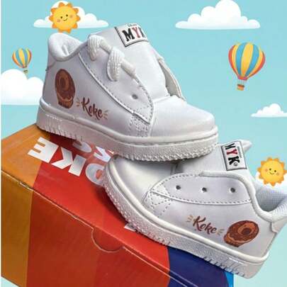 Tenis Infantiles Blancos con Diseño y Detalles