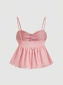 SHEIN MOD 女士黄色吊带背心和迷你裙套装，夏季露脐背心，音乐节服装，露背上衣，可爱夏季套装，娃娃衫上衣，黄色女装，夏季两件套，奶油黄 - 粉色 - 查看 6