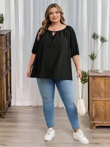 SHEIN CURVE+ 大码休闲度假撞色条纹衬衫，适合夏季/乡村/海滩度假 - 彩色 - 查看 6