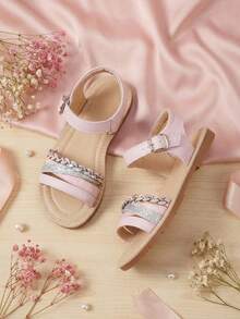 Sandalias de Niña con Correa Ajustable – Cómodas para Caminar y Jugar - Pink and Silver - Ver 4