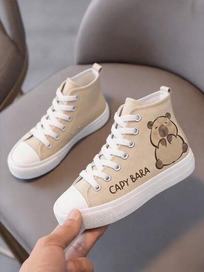 tenis lona niño niña unisex casual urbano moda zapatillas confort para caminar gym 14mx-21mx primeros pasos a 10 años escolar capibara rojo rosa blanco negro