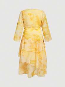 Aveloria Rosie New Arrival Women's Chiffon Printed Layered Dress - Yellow - View 2