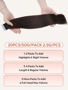 20 件直发胶带，100% 真人发质，适用于沙龙，丝滑无缝隐形自然深棕色，适合稀疏头发女性，自然外观，高品质深棕色接发胶带 - S2 - 查看 9