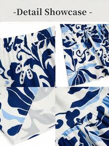 GlowEve Women's Blue & White Print Elastic Waist A-Line Flowy Skirt, Charming & Elegant For Daily, Vacation, Commute, Fashion Date, French Street, Retro, Spring/Summer, Blue & White Long Maxi/Skirt - Multicolor - View 7