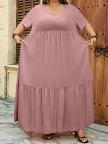 SHEIN CURVE+ Curve 尺码 US22 音乐节、海滨度假、波西米亚风长款沙滩度假连衣裙 波西米亚风夏季/乡村/海滩度假装/沙滩装/沙滩服饰 - 彩色 - 查看 6