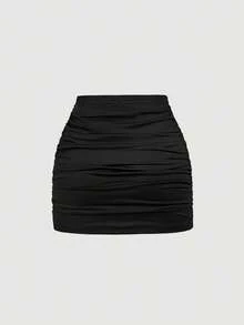 SHEIN MOD 2pcs Women Casual Minimalist Ruched Bodycon Skirt Set - Multicolor - View 7