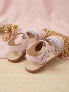 Sandalias de Niña con Correa Ajustable – Cómodas para Caminar y Jugar - Pink and Silver - Ver 3