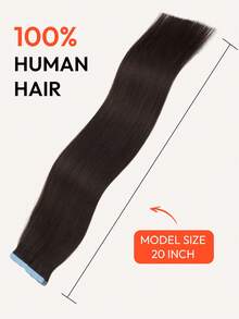 20 件直发胶带，100% 真人发质，适用于沙龙，丝滑无缝隐形自然深棕色，适合稀疏头发女性，自然外观，高品质深棕色接发胶带 - S2 - 查看 2