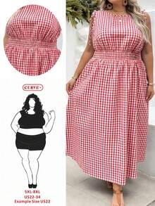 SHEIN CURVE+ Versatile Casual Vacation Party Midi Dress For Women - Pink - View 12