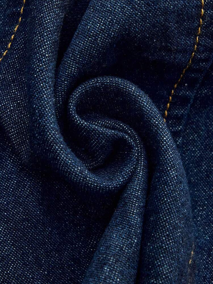 SHEIN Maija Women's Casual Sexy Fashion Rivet Decor Backless Tie-Front Denim Crop Top, Summer