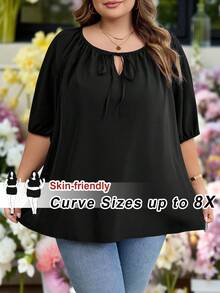 SHEIN CURVE+ 大码休闲度假撞色条纹衬衫，适合夏季/乡村/海滩度假 - 彩色 - 查看 7